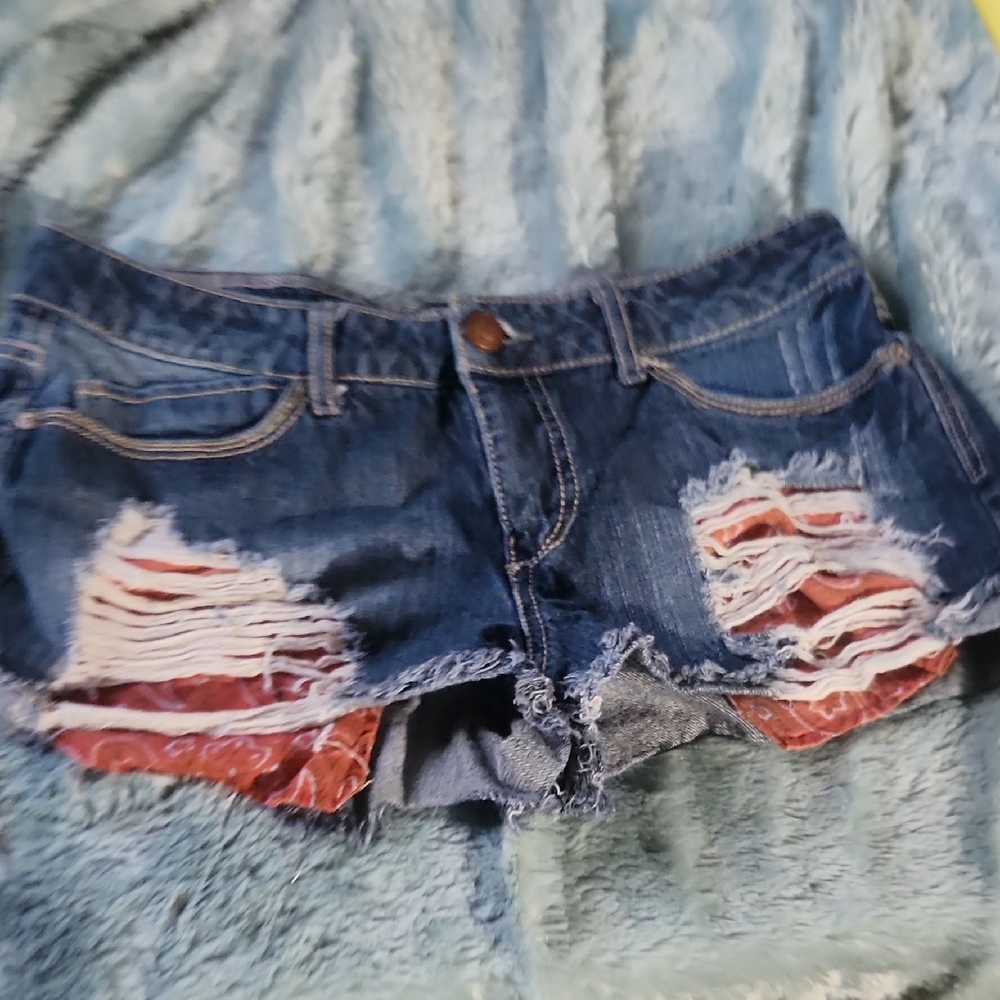 Rewash Blue Distressed Jean Shorts